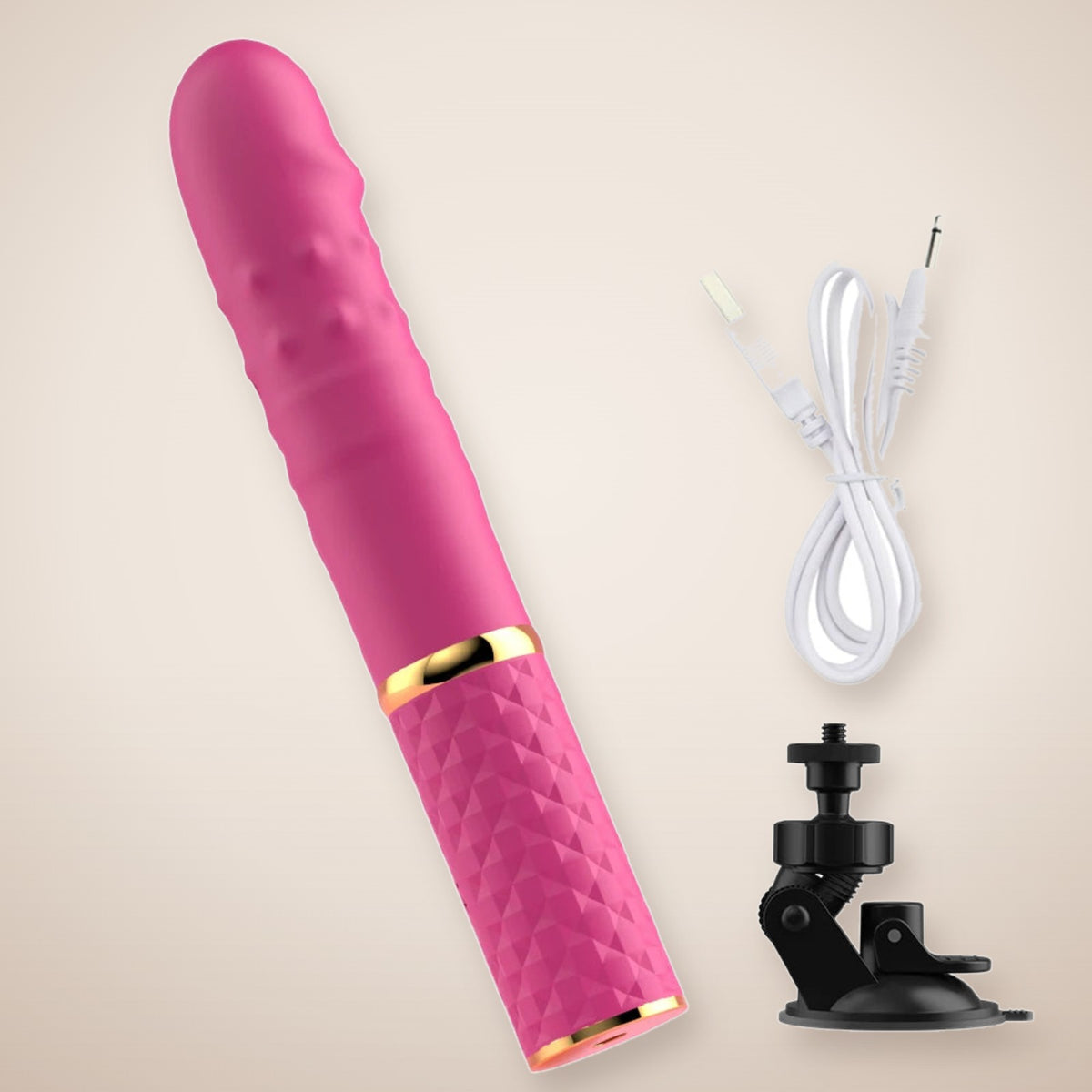 Marée, gode télescopique, rose, avec ventouse