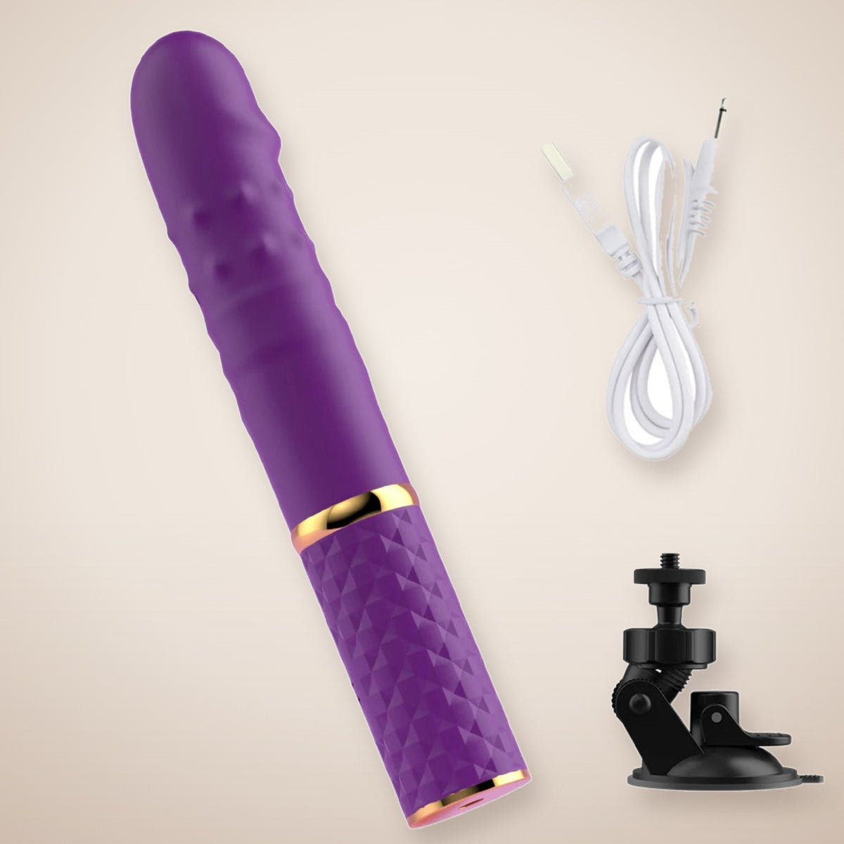 Marée, gode télescopique, violet, avec ventouse